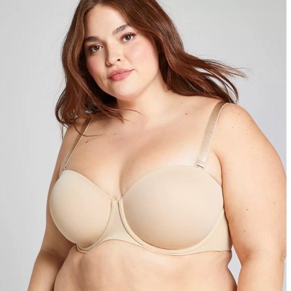 CACIQUE Smooth Lightly Lined strapless Multi-Way Bra, Size 44C, Beige “Nude” NWT